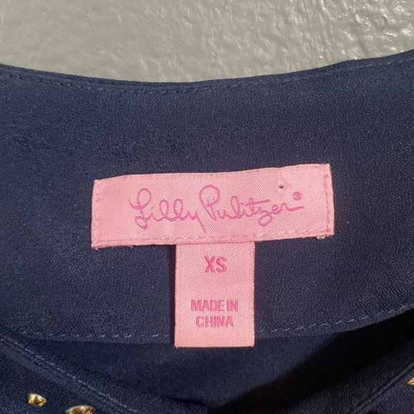 Lilly Pulitzer Gold Stud Navy Cold Shoulder Top - Picture 5 of 10